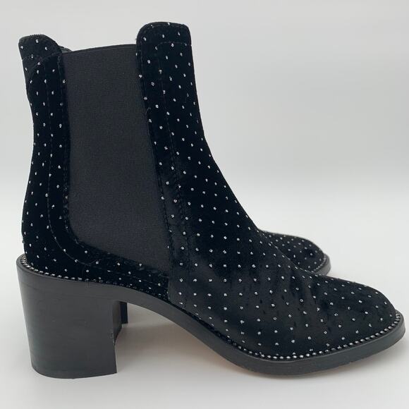 Jimmy Choo Merril Bootie Ankle Boots EU 37.5 US 7 Black Velvet Crystals Bougie - Picture 3 of 11